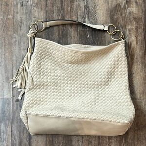 Elegant Cream Woven Tote Bag